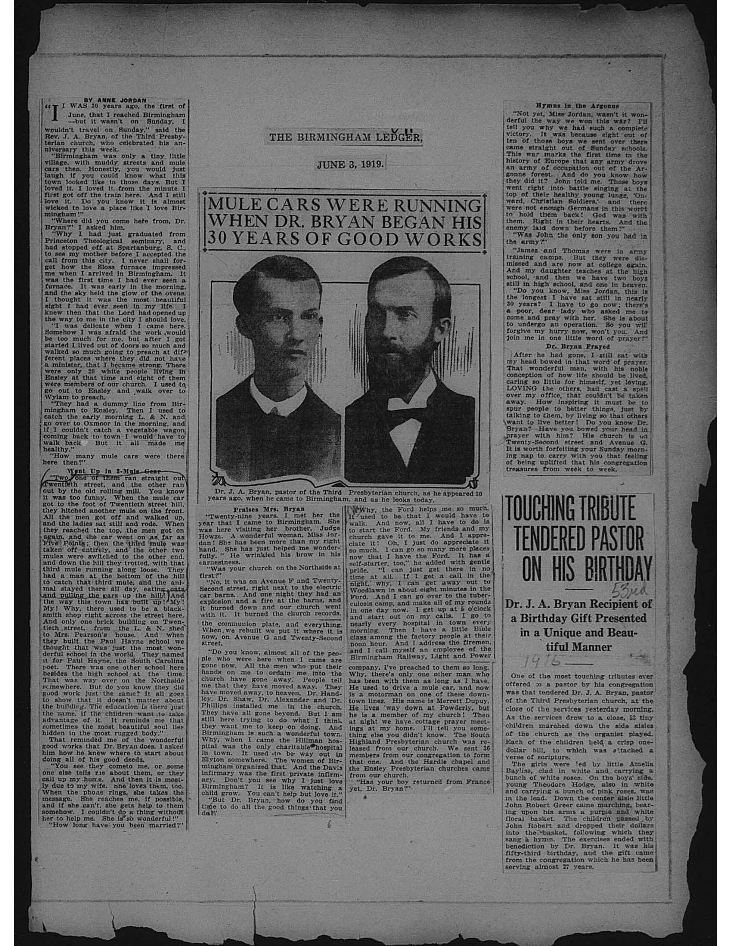 Mule Cars Were Running When Dr. Bryan Began His 30 Years of Good Works